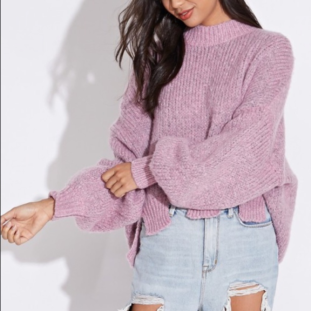 SALE✨Salmon Bubble Sleeve Knit Sweater